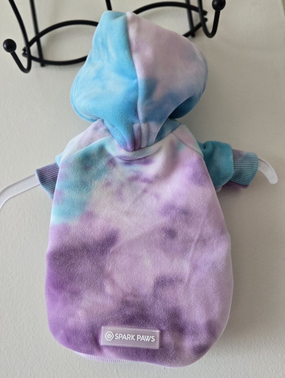 Matching Velet Tie-Dye Purple & Blue Pet Hoodie - Picture 9 of 10
